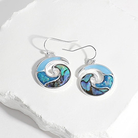 Abalone Sea Glass Wave Dangle Earrings