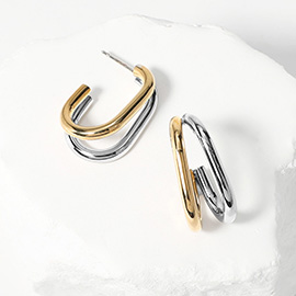 Stainless Steel Double Oval Hoop Earrings