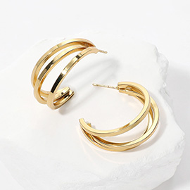 Stainless Steel Split Hoop Earrings