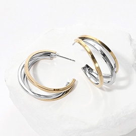 Stainless Steel Split Hoop Earrings