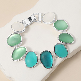 Green Shade Multi Colored Sea Glass Dome Magnetic Bracelet