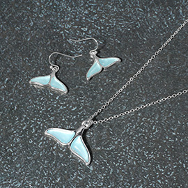 Sea Glass Whale Tale Pendant Necklace