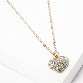 Crystal Pave Heart Pendant Necklace