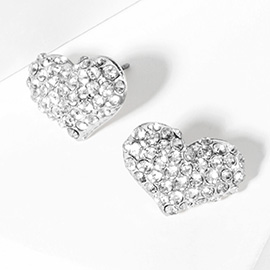 Crystal pave heart stud earrings