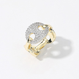 CZ Stone Paved Mariner Link Pointed Ring