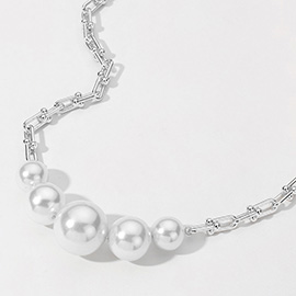 Ball Beaded Hardware Chain Necklace