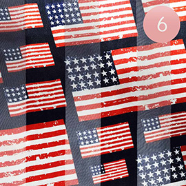 6PCS - Silk Feel Satin American USA Flag Pattern Printed Scarf