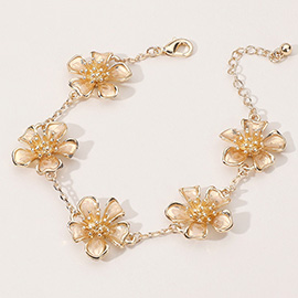 Enamel Flower Link Bracelet