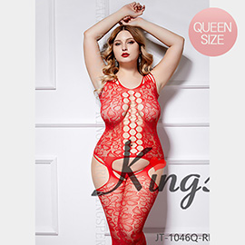 Red Flower Gartered Body Stocking