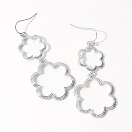 Double Open Metal Flower Link Dropdown Dangle Earrings