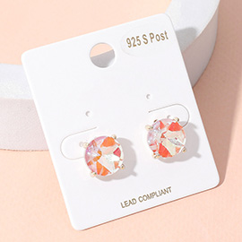 Round Stone Cushion Stud Earrings