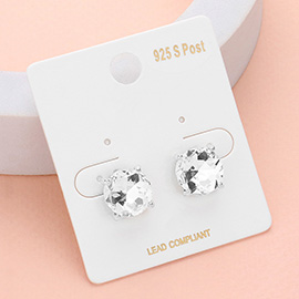 Round Stone Cushion Stud Earrings