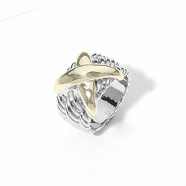 Two Tone Crisscross Ring