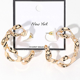 SECRET BOX_14K Gold Dipped Abstract Twisted Hoop Earrings