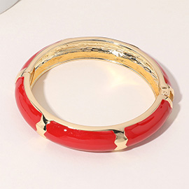 Gold Plated Enamel Hinged Bangle Bracelet