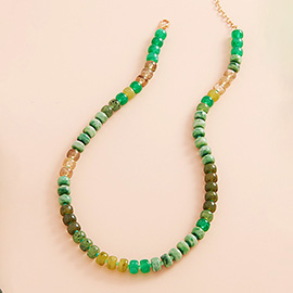 Ombre Flat Round Shaped Beaded Necklace