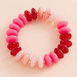 Ombre Resin Oval Disk Beaded Stretch Bracelet