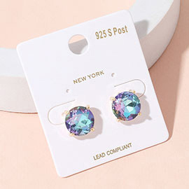 Round Stone Cushion Stud Earrings