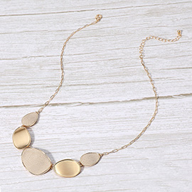 Faux Leather Metal Plate Link Necklace