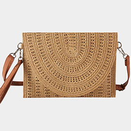 Woven Pattern Straw Clutch / Crossbody Bag