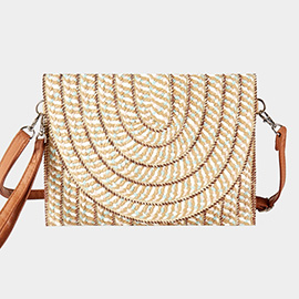 Multi Color Straw Clutch Bag / Crossbody Bag