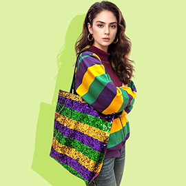 Mardi Gras Sequin Tote Bag