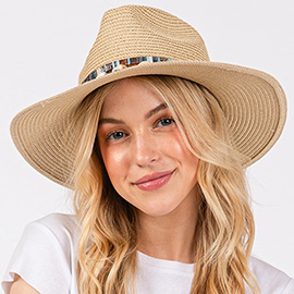 Straw Sun Hat with Puka Sell And Multi Colored Band