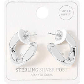 Silver Dipped Abstract Chunky Mini Hoop Earrings