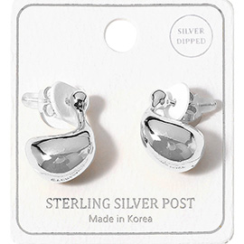 Silver Dipped Sterling Silver Post Abstract Teardrop Earrings