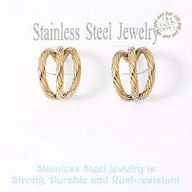 18K Gold Dipped Stainless Steel Twisted Split Hoop Earrings