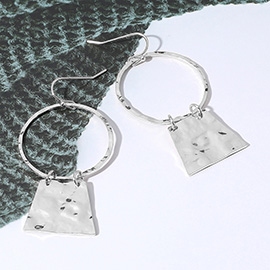 Hammered Metal Plate Dangle Earrings