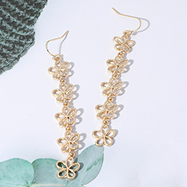 Metal Wire Flower Link Dropdown Earrings