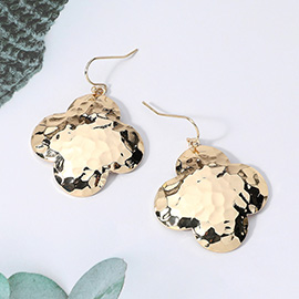 Hammered Metal Quatrefoil Dangle Earrings