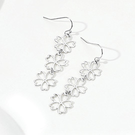 Metal Cutout Flower Link Dropdown Dangle Earrings