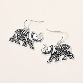 Antique Metal Elephant Dangle Earrings