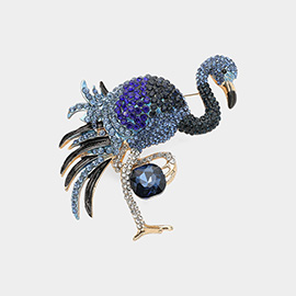 Stone Paved Flamingo Pin Brooch