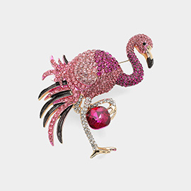 Stone Paved Flamingo Pin Brooch