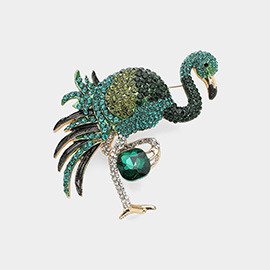 Stone Paved Flamingo Pin Brooch