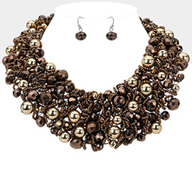 Metal Ball Faceted Beads Ball Wire Beaded Collar Necklace