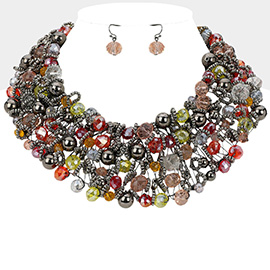 Metal Ball Faceted Beads Ball Wire Beaded Collar Necklace