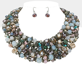 Metal Ball Faceted Beads Ball Wire Beaded Collar Necklace