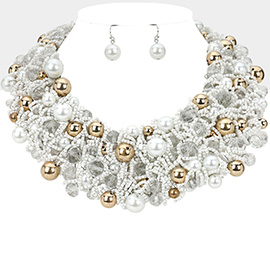 Metal Ball Faceted Beads Ball Wire Beaded Collar Necklace