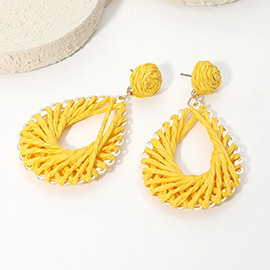 Raffia Wrapped Teardrop Dangle Earrings