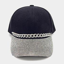 Bling Studded Brim Chain Pointed Baseball Cap