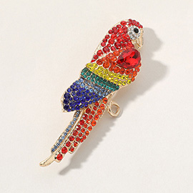 Crystal Paved Parrot Pin Brooch