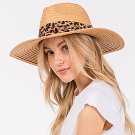 Leopard Band Straw Sun Hat