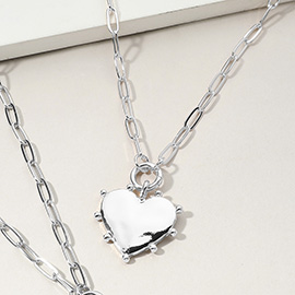 Heart Pendant Paperclip Chain Necklace