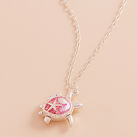 Enamel Sea Turtle Locket Pendant Necklace