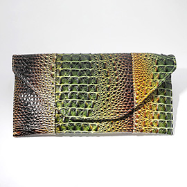 Crocodile Skin Patterned Envelope Clutch / Shoulder Bag