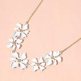 Colored Metal Flower Link Necklace